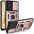 Zestaw Etui pancerne do Oppo Reno8 T, Nox Camera Slide, różowe + szkło