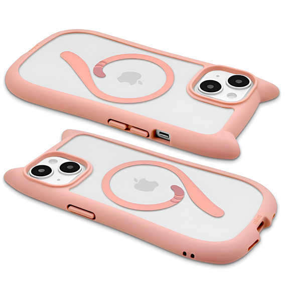 Etui do iPhone 15, do MagSafe, Cute Cat, różowe + Szkło na ekran