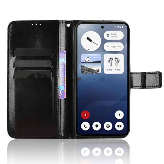 Etui z klapką do Nothing Phone 3 5G, Crazy Horse Wallet, czarne