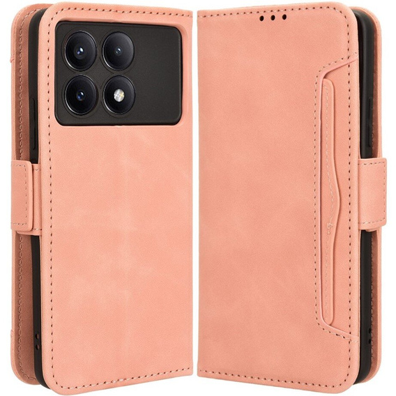 Etui z klapką do Xiaomi Poco F6 Pro, Card Slot, różowe