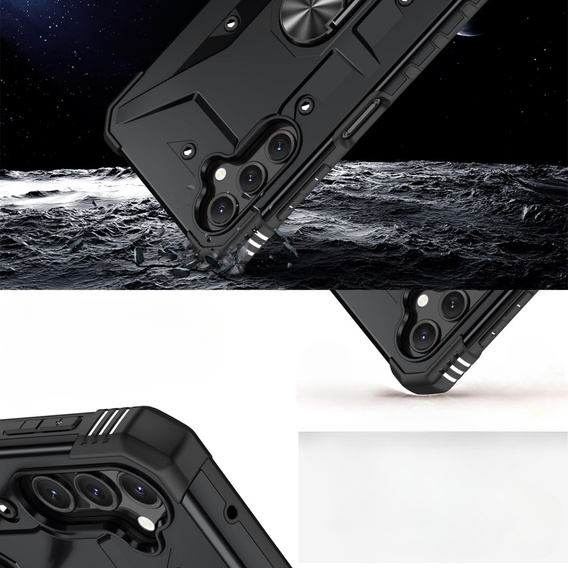 Etui pancerne do Samsung Galaxy A14 4G/5G, z ringiem, czarne