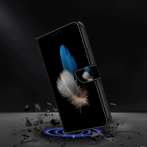 Etui z klapką do Xiaomi Redmi Note 12 4G, Wallet, Feathers czarne