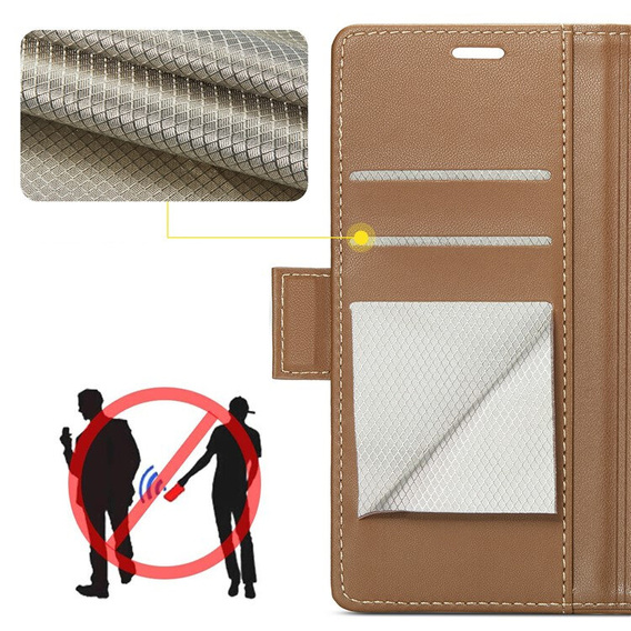 Etui do Samsung Galaxy S24, ERBORD Glossy Litchi, portfel z klapką, brązowe
