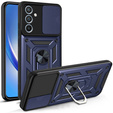 Zestaw Etui pancerne do Samsung Galaxy A34 5G, Nox Camera Slide, Niebieskie + szkło