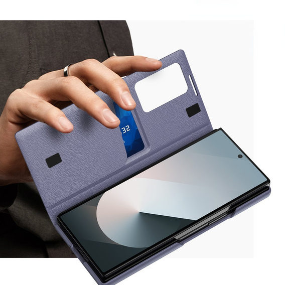 Etui z klapką do Samsung Z Fold5 5G, Smart View Wallet, lawendowe