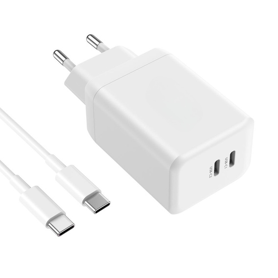SZYBKA 2x USB-C PD 45W GAN + KABEL 1M do IPHONE 16 Pro/Plus/Max