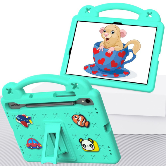 Etui do Samsung Galaxy Tab S7/S8/S9, Cute Patterns, z podstawką, Zielone