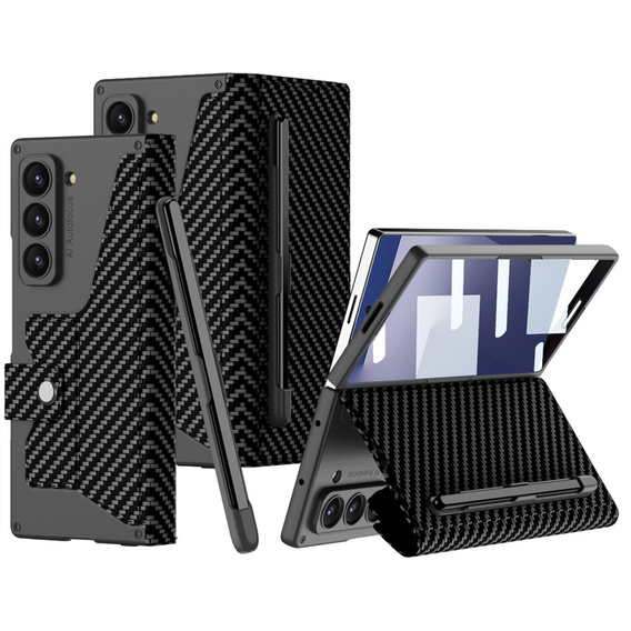 Etui portfelowe z klapką carbon czarny do Samsung Galaxy Z Fold 7 5G
