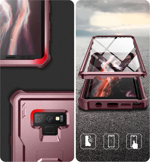 Etui pancerne do Samsung Galaxy Note 9, Dexnor Full Body, czerwone