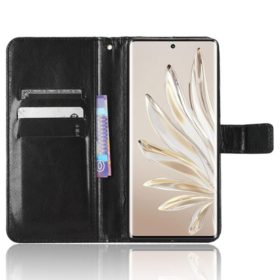 Etui z klapką do Honor 70 5G, Crazy Horse Wallet, czarne