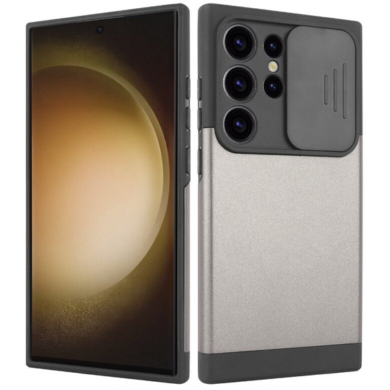 Pancerne etui do MagSafe na Galaxy S24 Ultra, ERBORD MagProtect Cam Slider, szare gunmetal