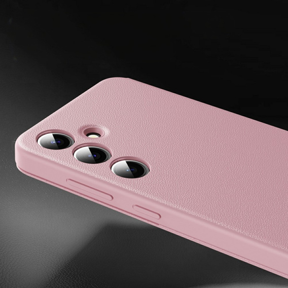 Etui do Samsung Galaxy A56 5G – skórzane z okienkiem Smart View i kieszenią na kartę, różowe