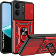 Etui pancerne do Xiaomi Redmi 15C 4G/LTE, z ochroną aparatu, z podstawką, czerwone