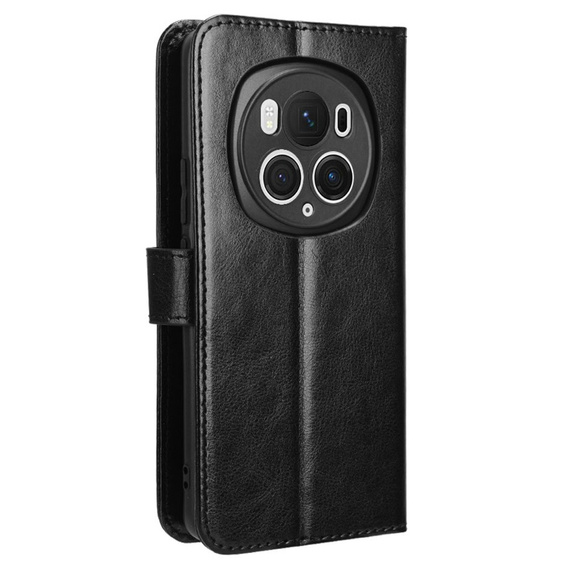 Etui z klapką do Honor Magic 6 Pro 5G, Crazy Horse Wallet, czarne