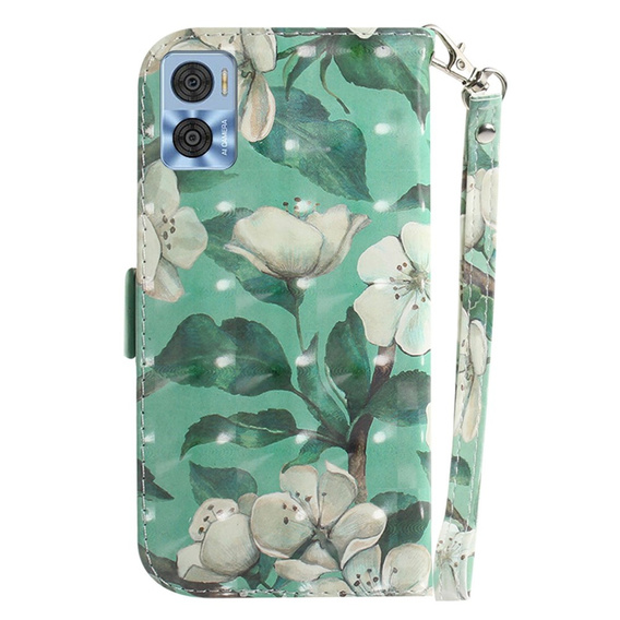 Etui z klapką do Motorola Moto E22 / E22i, Wallet, Flowers białe