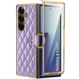 Etui skórzane z ringiem do Samsung Galaxy Z Fold 7 - fioletowe