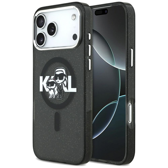 Etui Karl Lagerfeld IML Glitter Karl & Choupette Sketch Logo MagSafe do iPhone 17 Pro Max