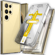 Zestaw Etui do Galaxy S24 Ultra, Fusion Hybrid, przezroczyste + 2x Szkło na ekran z ramką do montażu