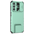 Etui pancerne do Samsung Galaxy A14 4G/5G, Camshield z podstawką, Zielone