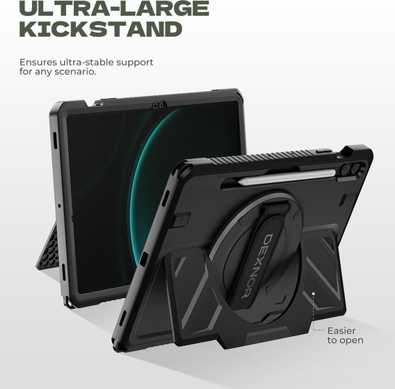 Etui Dexnor 360° z paskiem i uchwytem na rysik do Samsung Galaxy Tab S9 FE+