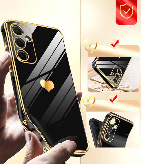 Etui do Samsung Galaxy A54 5G, Electro heart, czarne + 2x Szkło 9H