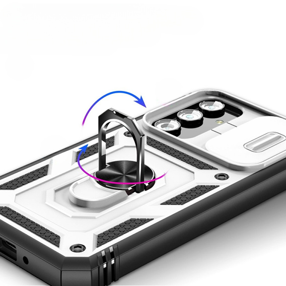 Etui pancerne do Samsung Galaxy A54 5G, CamShield Slide, białe / czarne