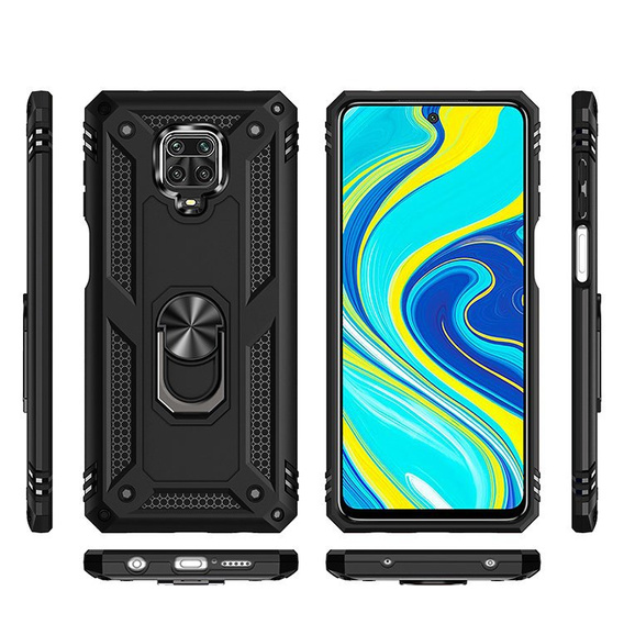 Etui pancerne do Xiaomi Redmi Note 9S / 9 Pro, Nox Case Ring, czarne