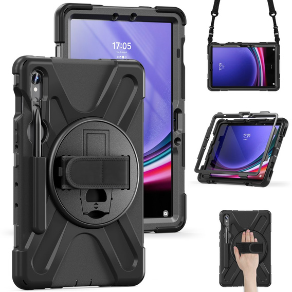 Etui pancerne do Samsung Galaxy Tab S9 / S8 / S7, ochronne 360 z miejscem na rysik, Czarne