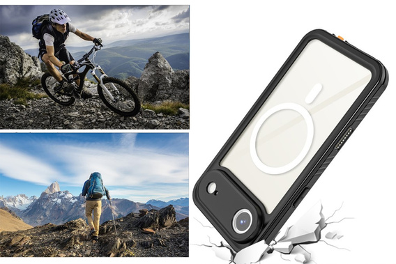 Etui Redpepper do iPhone 17 Air, Wodoodporne IP68, do MagSafe, przezroczyste z czarnymi bokami