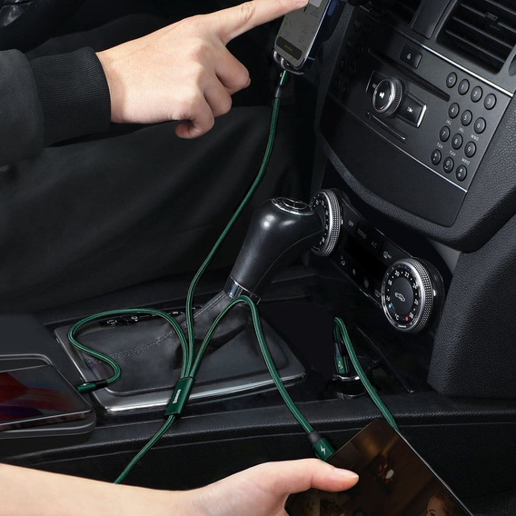 Kabel Baseus 3w1 Rapid Series USB-C / Lightning / micro-USB 1,5 m 20W – zielony