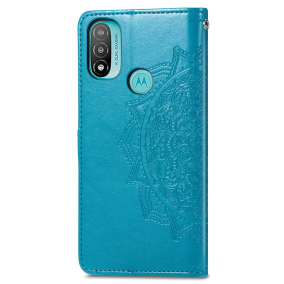 Etui z klapką do Motorola Moto E20/E30/E40, Mandala, niebieskie