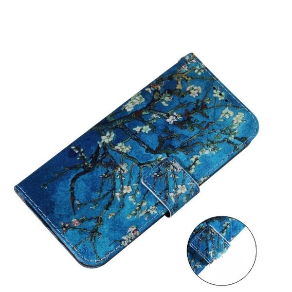 Etui z klapką do Oppo A17, Wallet, Sakura niebieskie