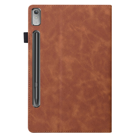 Etui do Lenovo Tab P12, Classic, z miejscem na rysik, brązowe