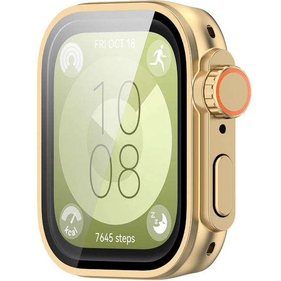 2w1 Etui + Szkło Hartowane do Huawei Watch Fit 3, Złote/Pomarańczowe