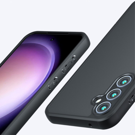 Etui do Samsung Galaxy A55 5G, Matte Hybrid, z ochroną aparatu, przezroczyste / czarne