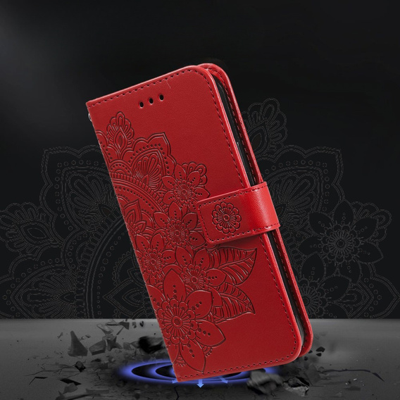 Etui z klapką do Samsung Galaxy A54 5G, Mandala, czerwone