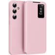 Etui z klapką do Samsung Galaxy S25, Smart View Wallet, różowe