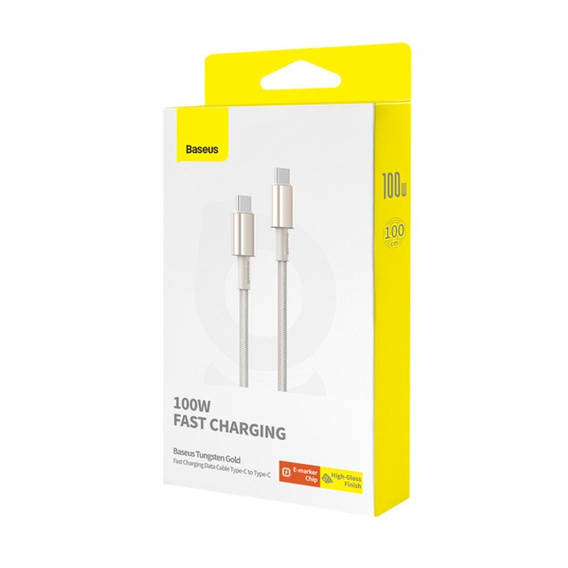 Kabel Baseus Tungsten Gold USB-C do USB-C 100W 1m do laptopów, smartfonów i tabletów z USB-C