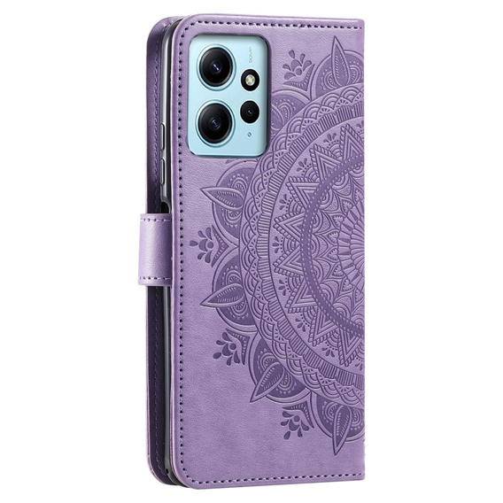 Etui z klapką do Xiaomi Redmi Note 12 4G, Mandala, fioletowe