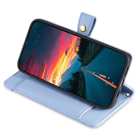 Etui z klapką do Motorola Moto G15 / G15 Power, Wallet Zipper Pocket, niebieskie