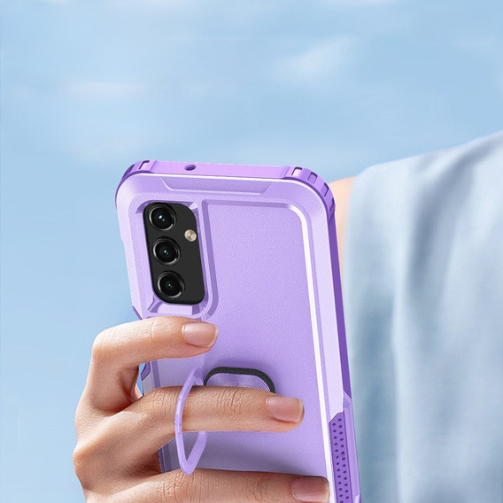 Etui do Samsung Galaxy A14 4G/5G, pancerne z ringiem, fioletowe