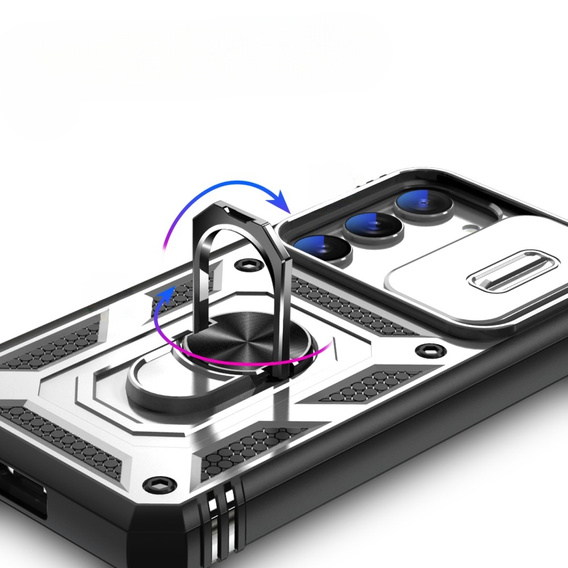 Etui pancerne do Samsung Galaxy S23, CamShield Slide, CamShield Slide, białe / czarne