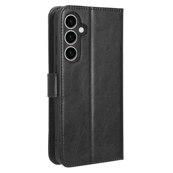 Etui z klapką do Samsung Galaxy S23 FE, Crazy Horse Wallet, czarne