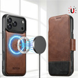 Etui z klapką 2w1 do iPhone 17 Pro Max, SUTENI, do MagSafe, brązowe