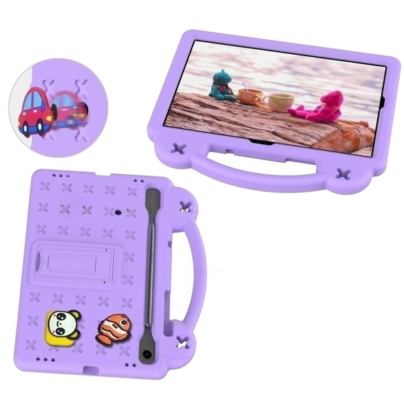 Etui do Samsung Galaxy Tab S7/S8/S9, Cute Patterns, z podstawką, Fioletowe