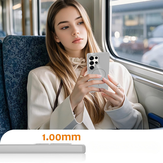 Etui do Samsung Galaxy S25 Ultra, magnetyczne z paskiem – białe