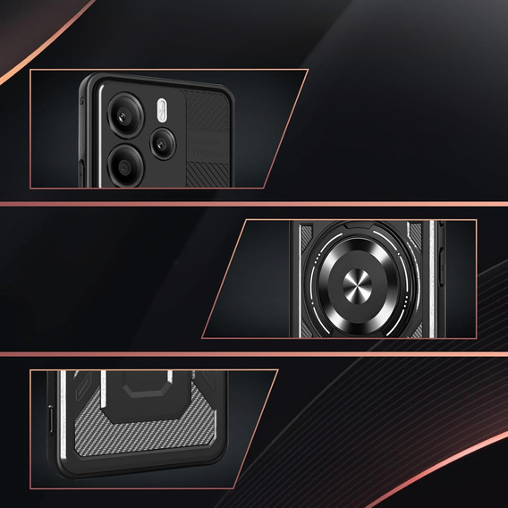 Etui Pancerne z Podstawką do Xiaomi Redmi Note 14 4G – Czarny