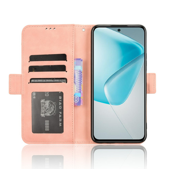Etui z klapką do Infinix Hot 50 Pro+ 4G, Card Slot, różowe