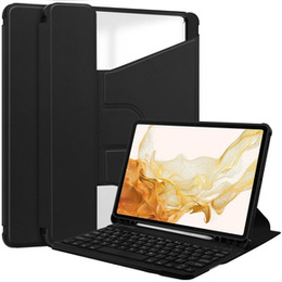 Etui z klawiaturą do Samsung Galaxy Tab S9+, Rotary 360° Leather, czarne