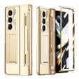 Etui do Samsung Galaxy Z Fold 5 5G, z wbudowaną szybką i podstawką, złote